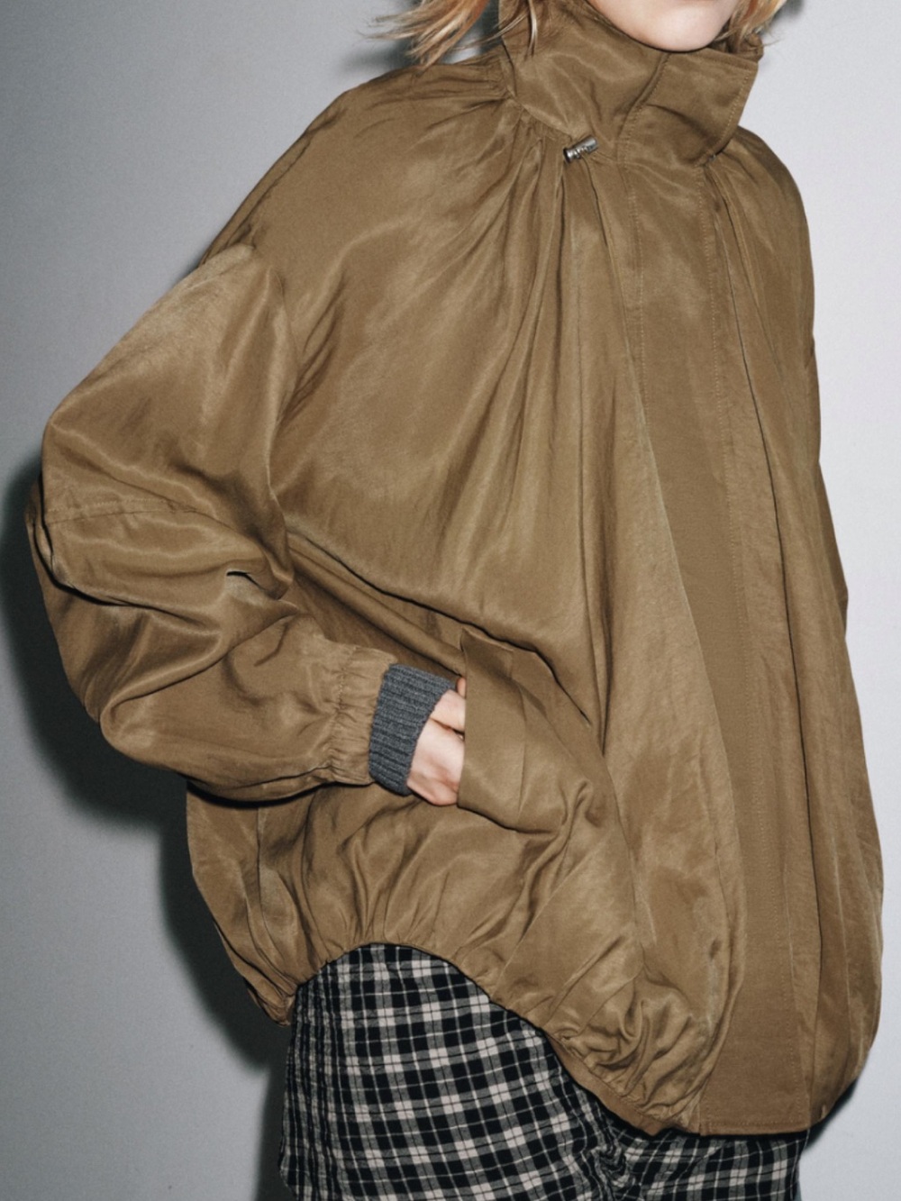 Zara Collection Fluid Bomber Jacket with High Collar - NWT
